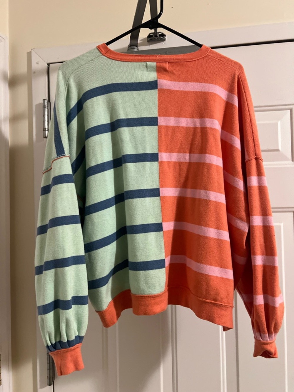 Altar'd State Coral & Mint Colorblock Sweatshirt
